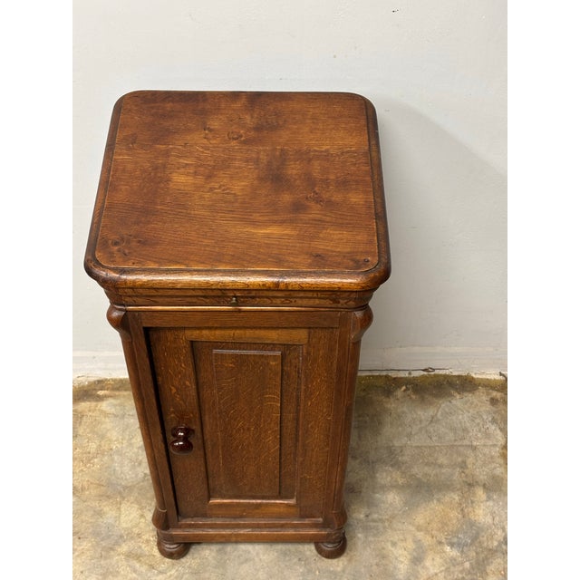 Antique English Oak Pot Cupboard Nightstand For Sale - Image 4 of 7