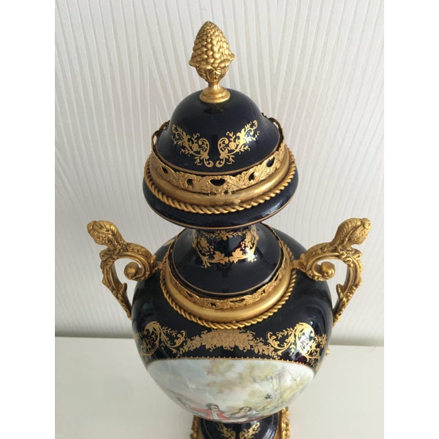 Late 19th Century Late 19th Century Acf Victorian Romantic French Porcelain Gilt Vase For Sale - Image 5 of 13