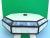 Beautiful mid century Tiffany style stained glass flush mount ceiling light in a sleek layered design of blue and white...