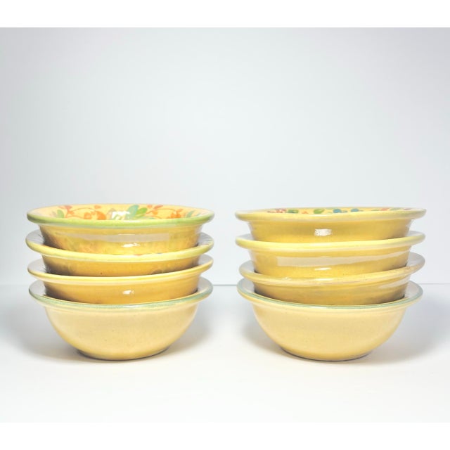 French Country Terre E Provence Ceramic Rim Soup, Cereal or All Purpose Bowls - Set of 8 For Sale - Image 3 of 9