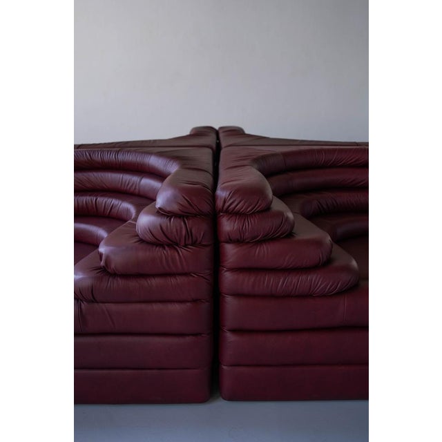 Terrazza Landscapes in Burgundy Leather by Ubald Klug for de Sede, 1970s, Set of 4 For Sale - Image 16 of 18