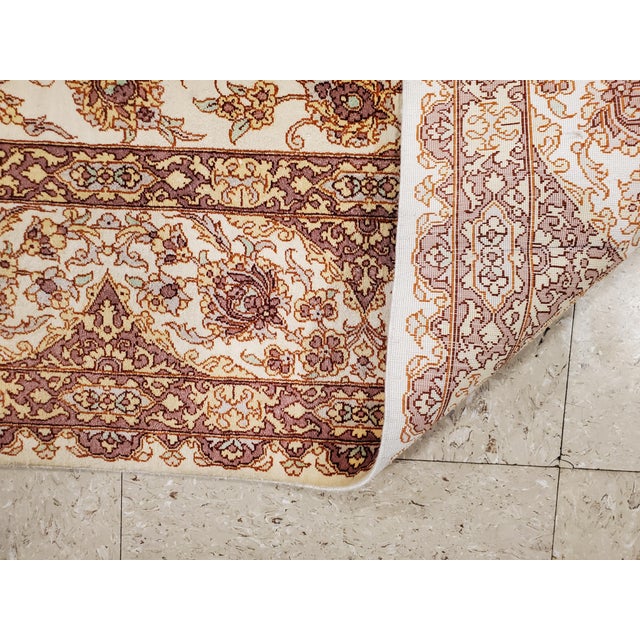 Extremely fine woven Persian silk carpet have silk pile on silk foundation. Approximately 750-800 knots per square inch....