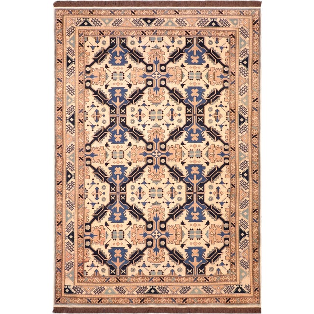 1970s Vintage Tribal Kargahi Beige/Blue Hand Knotted Rug For Sale - Image 10 of 10