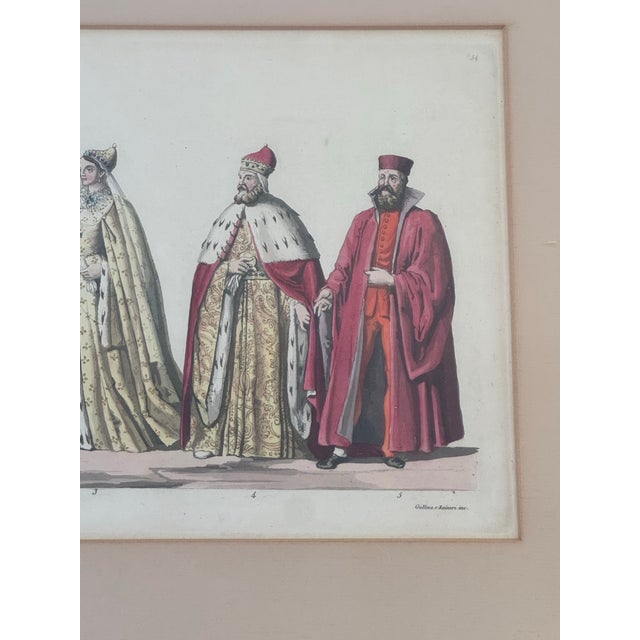 Antique Hand-Tinted Engraving From Il Costume Antico E Moderno by Ferrario, 1823 – Italian Historical Dress For Sale - Image 4 of 12