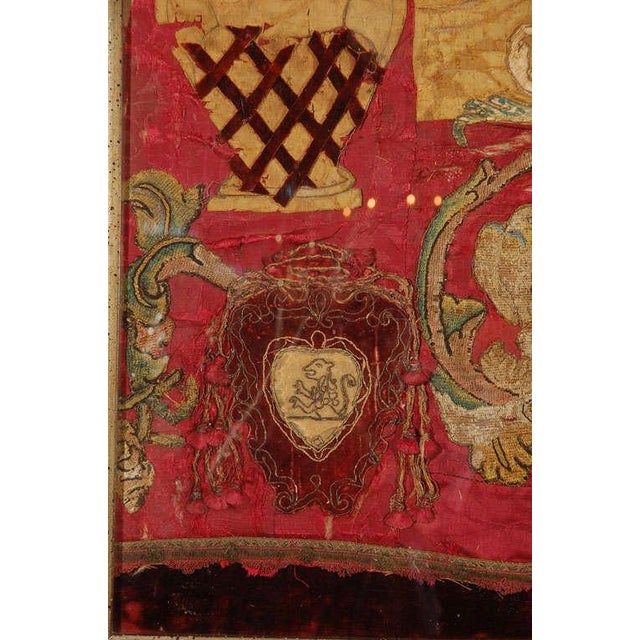 Wood 17th Century Italian Silk Textile Wall Hanging in Baroque Style For Sale - Image 7 of 10