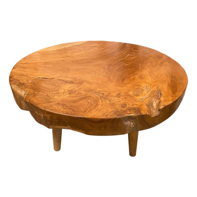 Andrianna Shamaris Mid Century Style Round Coffee Table For Sale