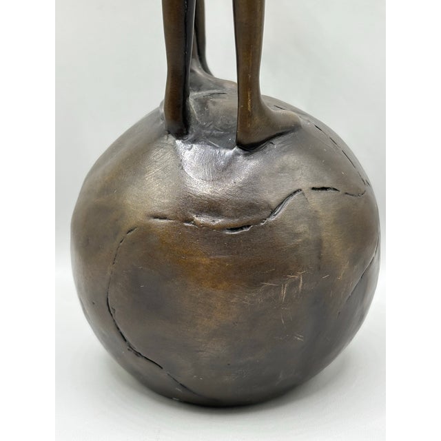 1990s 1990s Bronze Figural Woman and Child on Planet Earth Sculpture by John Kennedy For Sale - Image 5 of 11