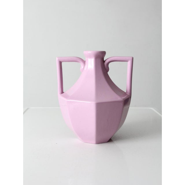 Lavender Vintage Lavender Postmodern Double Handle Ceramic Vase For Sale - Image 8 of 14