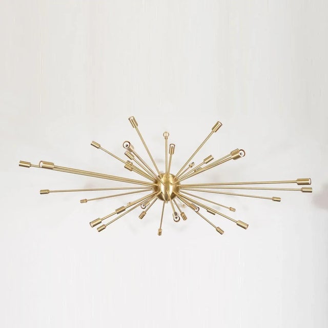 Brass sputnik style chandelier with satin finish. Creator: Marcelo Bessa In the Manner of: Stilnovo Manufacturer: Spark...