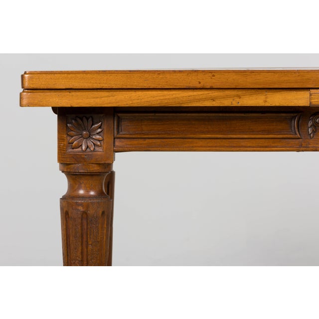 Wood French Louis XVI Style Walnut Extendable Dining Table With Parquetry Top, Provence For Sale - Image 7 of 17