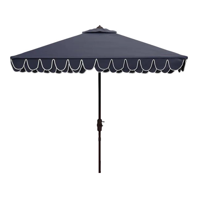 Elegant 7.5 Square Umbrella - Navy/White For Sale