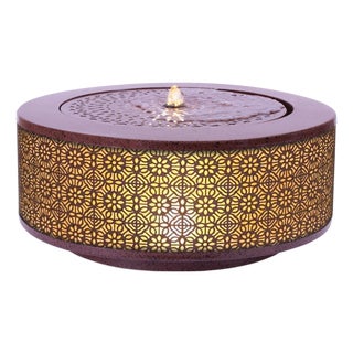 Illuminated Cut-Out Metal Round Tabletop Fountain 23.5"D For Sale