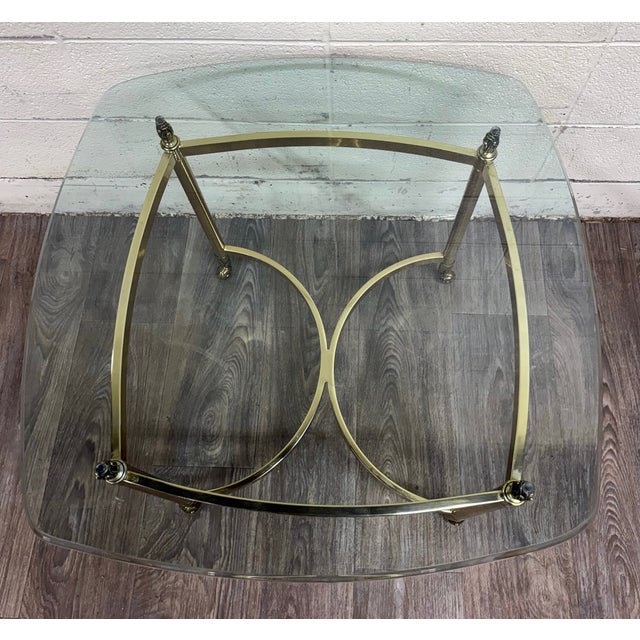 Vintage Hollywood Regency Brass and Glass End Table Side Table Lamp Table For Sale - Image 11 of 12