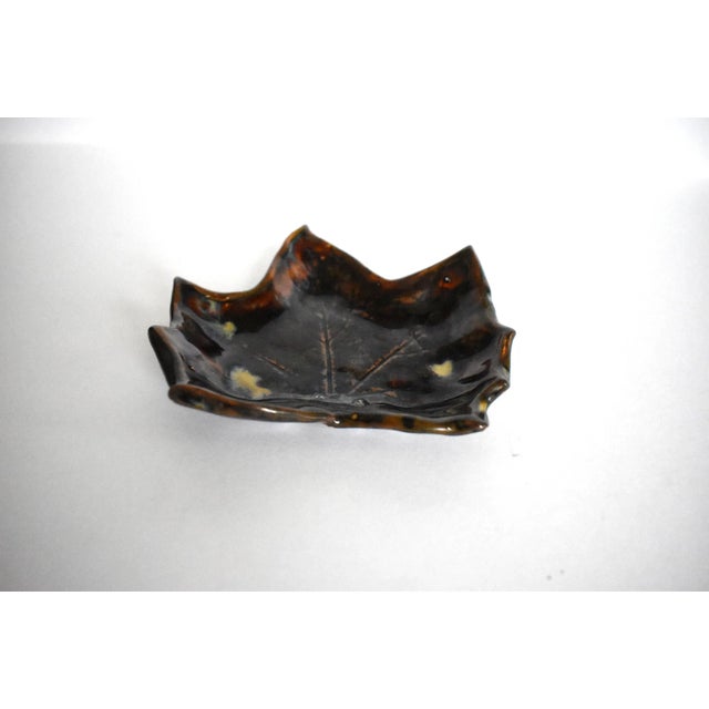 Pair of Art Pottery Brown Leaf Plates For Sale - Image 10 of 12