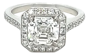 GIA White Gold Asscher Cut Engagement Ring 1.56ct