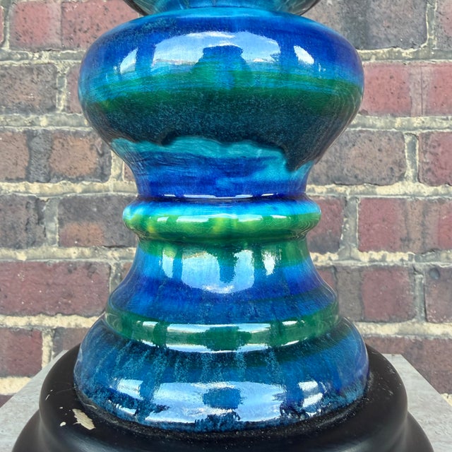 Mid 20th Century Mid 20th Century Mid Century Modern Blue and Green Ceramic Table Lamp For Sale - Image 5 of 12