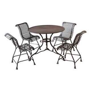 Antique French Arras Garden Table and Chairs, 1890s, Set of 5 For Sale