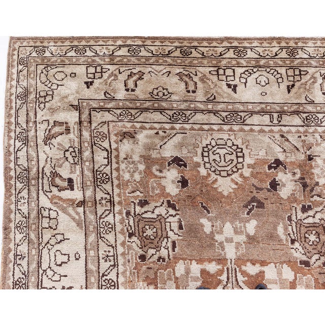 1930s Persian Malayer Brown Handwoven Wool Rug For Sale - Image 4 of 9