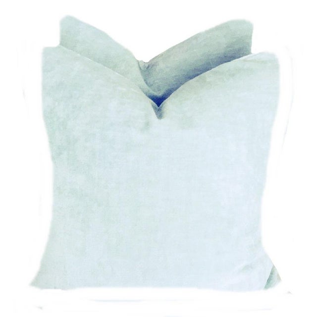 Ice Blue Linen Velvet Pillows A Pair Chairish