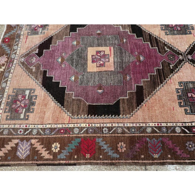 Mid 20th Century Galerie Shabab Collection Mid-20th Century Handmade Turkish Anatolian Tribal Long Room Size Carpet For Sale - Image 5 of 8