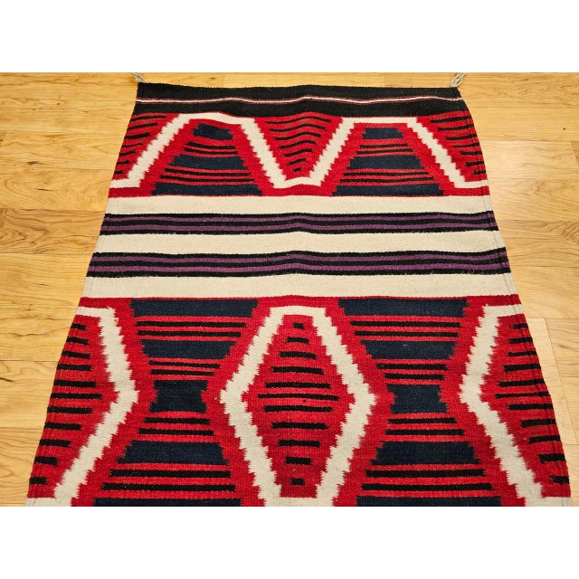 1900 - 1909 Vintage Native American Navajo Rug, Handwoven Wool, Chief’s Blanket Pattern, 3x5 For Sale - Image 5 of 11