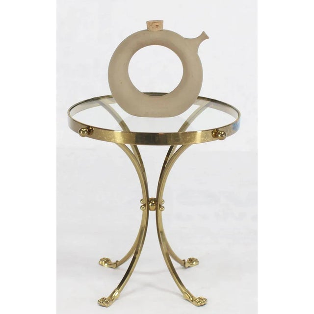 Brass Mid-Century Modern Brass and Glass Round Gueridon Center Table For Sale - Image 8 of 10