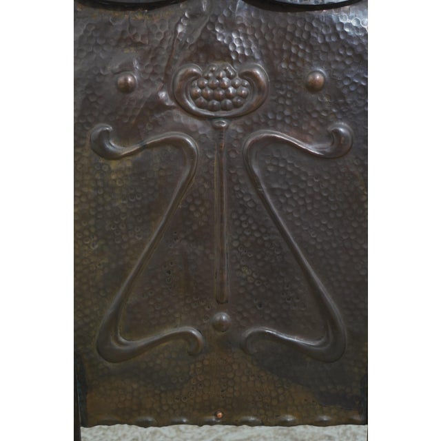 Vintage Arts & Crafts Copper & Wrought Iron Firescreen For Sale In Philadelphia - Image 6 of 9