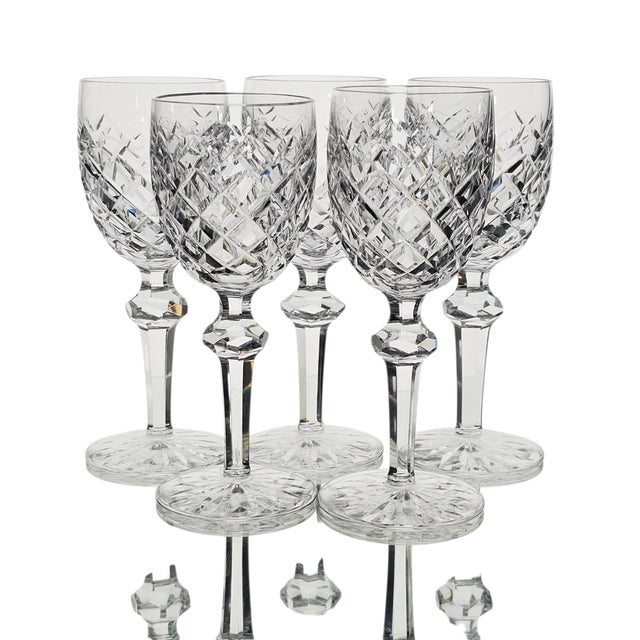 Late 20th Century Set of Five Waterford Powerscourt Crystal Wine Glasses 6.375" For Sale - Image 5 of 14