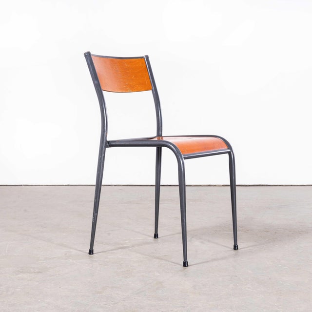 French Light Grey Tapered Leg Dining Chairs from Mullca, 1950s, Set of 6 For Sale - Image 4 of 18