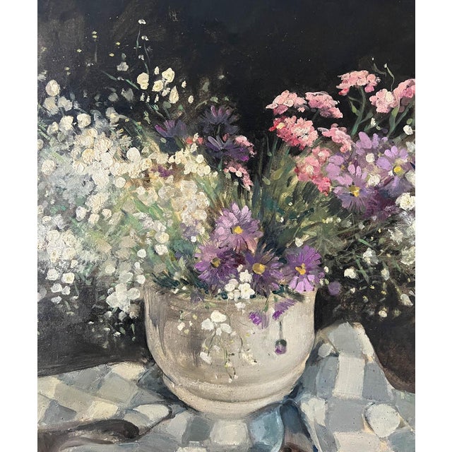 Maryse Ducaire-Rogue French Floral Bouquet Oil Painting For Sale - Image 4 of 7