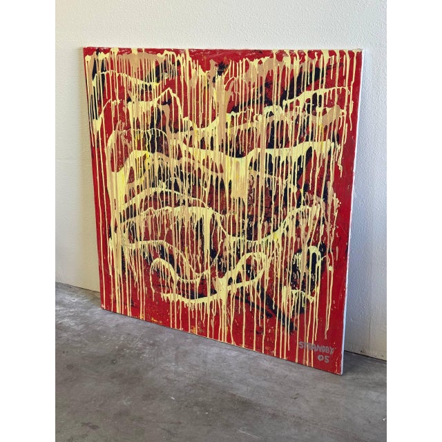 Expressionism Large 47” Abstract Expressionist Painting by Stranoby, 2005 — Contemporary Drip Art on Canvas For Sale - Image 3 of 8