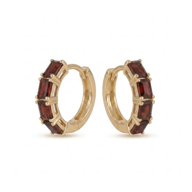 Elevate your everyday elegance with these stunning gemstone huggie hoop earrings. Expertly crafted from premium 925...