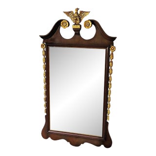 Early 20th Century Tomlinson Federal Mahogany Mirror With Gilded Eagle & Bellflower Garlands For Sale
