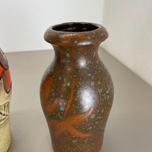 German Multi-Color Pottery Fat Lava Vases from Scheurich, 1970s, Set of 2 For Sale - Image 13 of 18