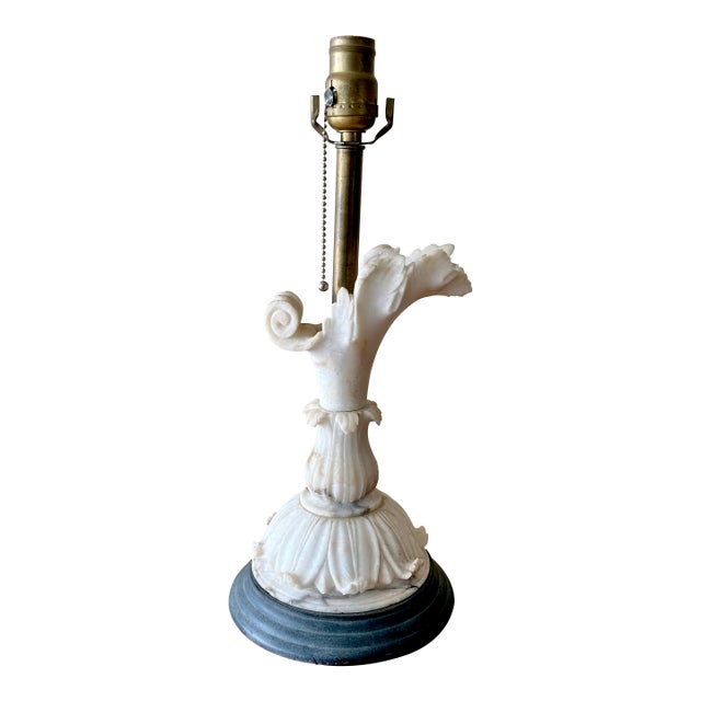 Antique Neoclassical Carved Alabaster Lamp, Rewired For Sale