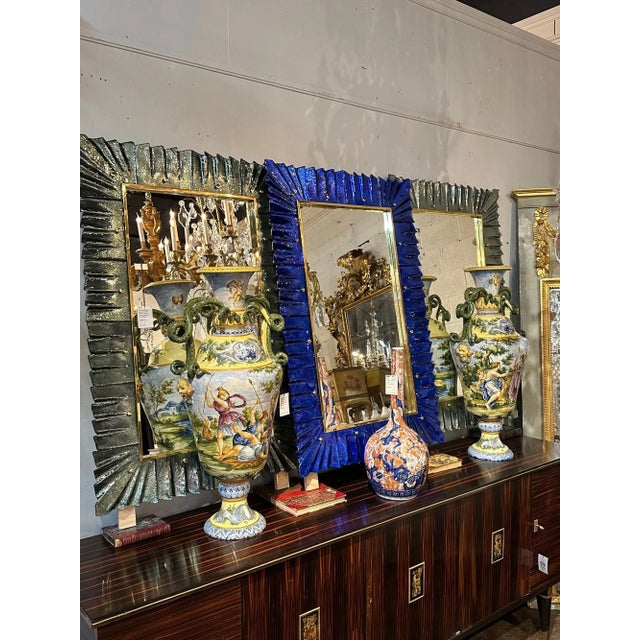 Metal Murano Glass Fontana Green Fold Mirror For Sale - Image 7 of 8