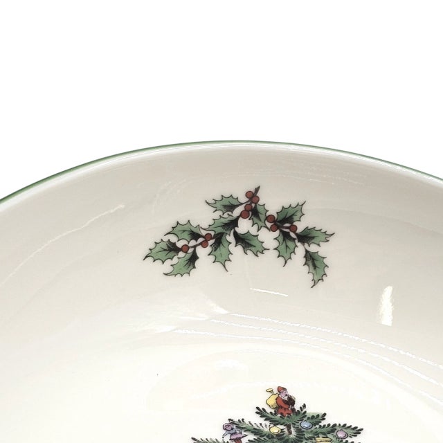 Spode “Christmas Tree” Divided Oval Serving Dish – English Holiday Porcelain For Sale In San Francisco - Image 6 of 11