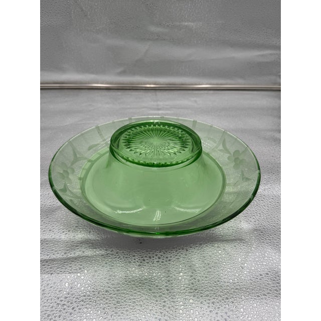 Vintage Green Uranium Glass Console Bowl For Sale In Aspen - Image 6 of 6