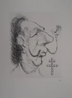 Tim, Dali as General De Gaulle, Original Signed Etching