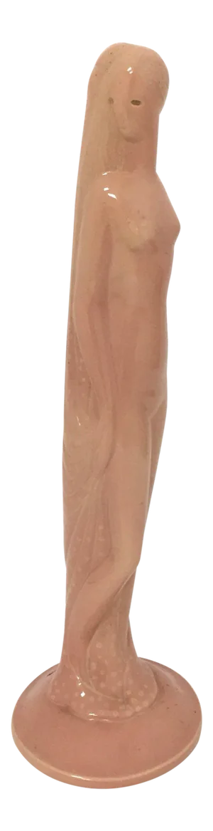 Waylande Gregory Art Deco Woman Salmon Colored Lamp Base