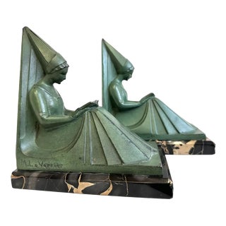 Vintage French Art Deco Bookends by Max Le Verrier, 1930, Set of 2 For Sale
