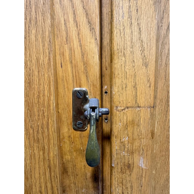 Antique Sellers Hoosier Cabinet C1920 Quarter Sawn Oak Tambour Enamel Counter For Sale - Image 4 of 9