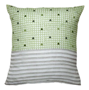 Triangles & Stripes Pillow Case - Green, 20" x 20"