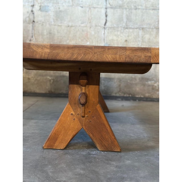 Brutalist Oak Coffee Table by De Puydt For Sale In New York - Image 6 of 12