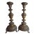 Antique Warsaw Brass Shabbat Candlesticks, 14" Polish Sabbath 19th Century Pair For Sale