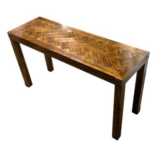 Late 20th Century Henredon Style Oak Parsons Console Table For Sale