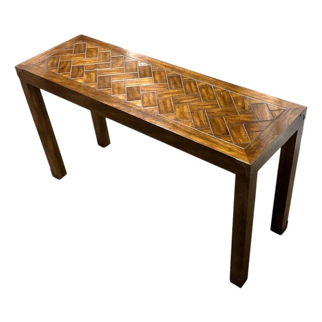 Late 20th Century Henredon Style Oak Parsons Console Table For Sale
