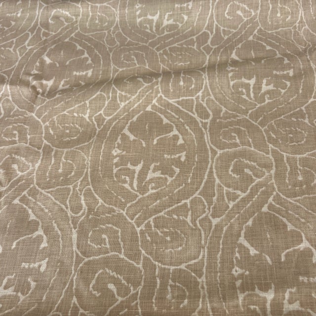 Contemporary Kerry Joyce Tonal Sand and Ivory Coptic Linen Fabric- 2 Yards For Sale - Image 3 of 6