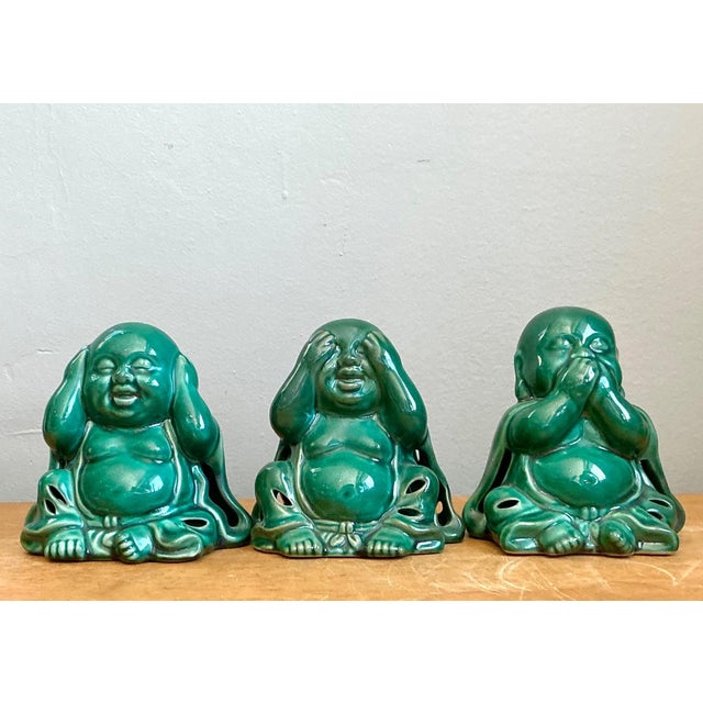 Vintage Ceramic Buddha Figurines - Set of 3 For Sale In West Palm - Image 6 of 15