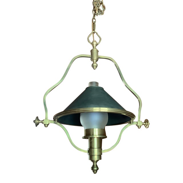 Solid Brass Train Station Pendant Lamp For Sale